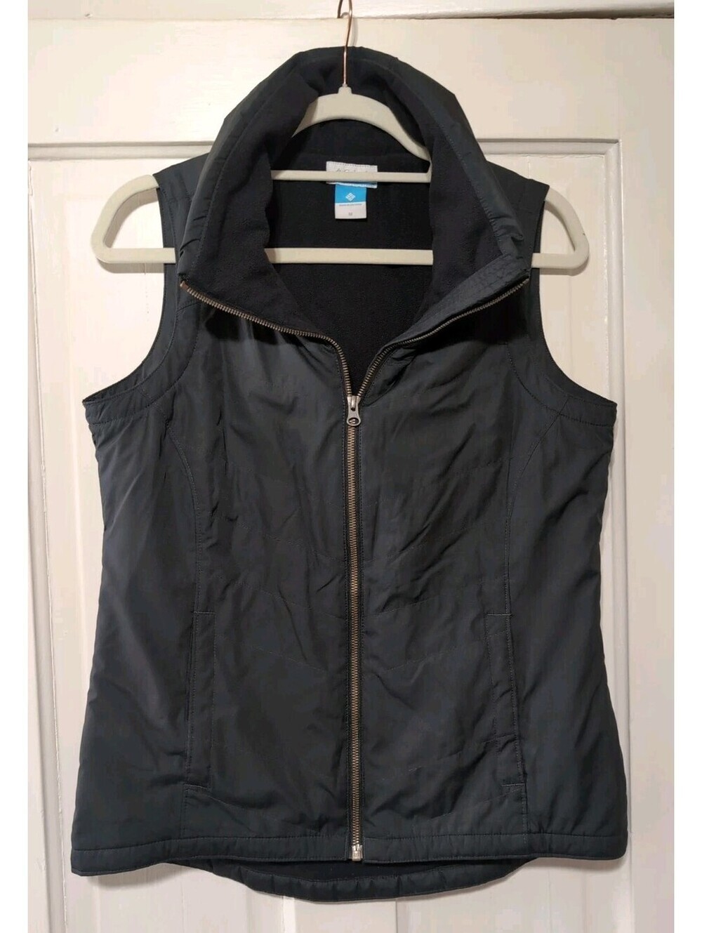 Columbia Black Full Zip Up Fleece Lined Vest Gorpcore Hiking Womans M(C)